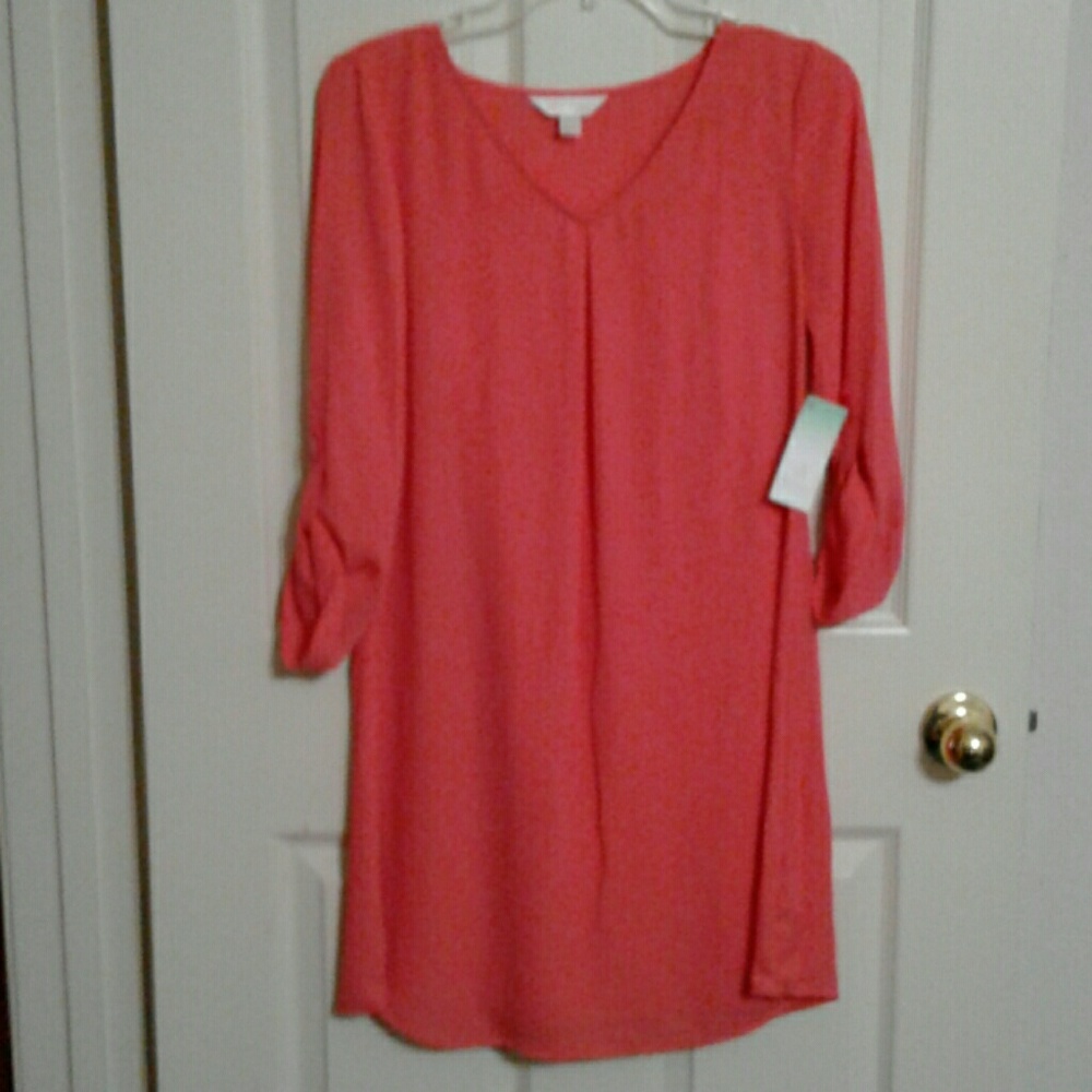"Decree" Melon Color Dress over Full Slip! NWT